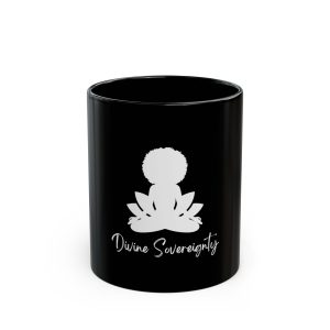 Goddess Meditate Black Ceramic Mug